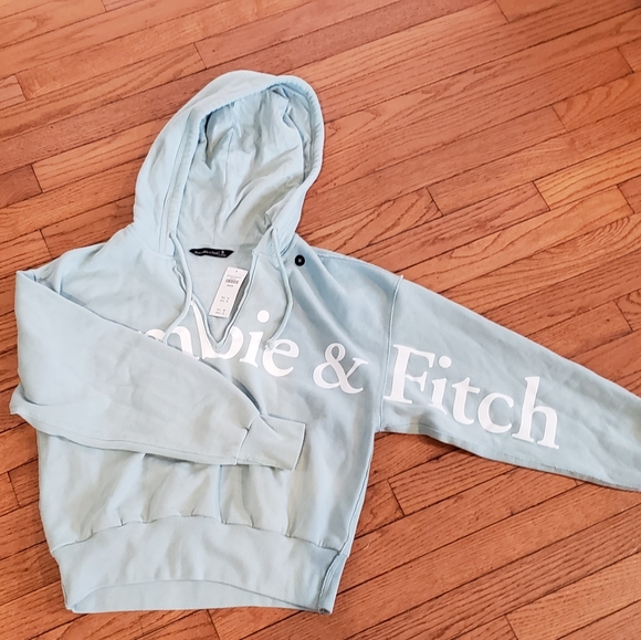 Abercrombie & Fitch Tops - Abercrome and Fitch Light Blue Modest Crop Top Hoodie - Medium